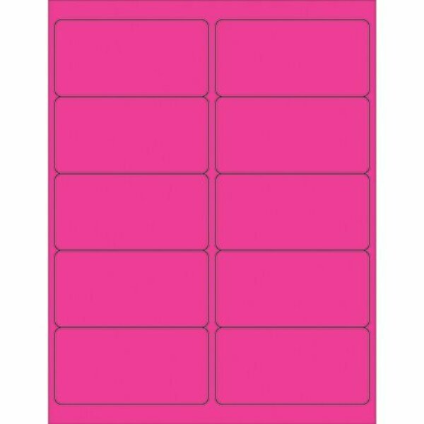 Bsc Preferred 4 x 2'' Fluorescent Pink Rectangle Laser Labels, 1000PK S-3847P